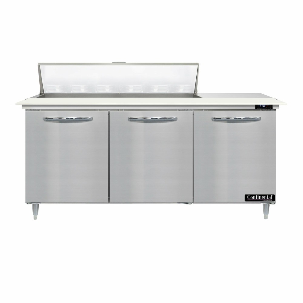 Continental Refrigerator D72N12C 72" 3 Doors Sandwich / Salad Prep Table