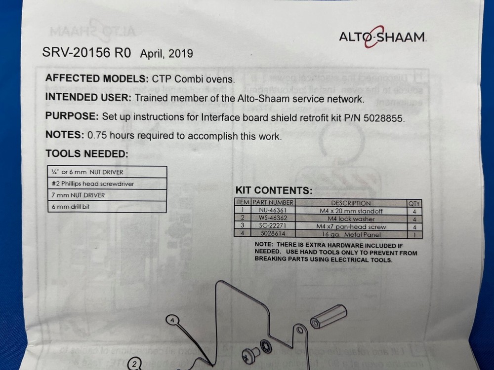 NEW Alto Shaam 5028855 Deflector Kit