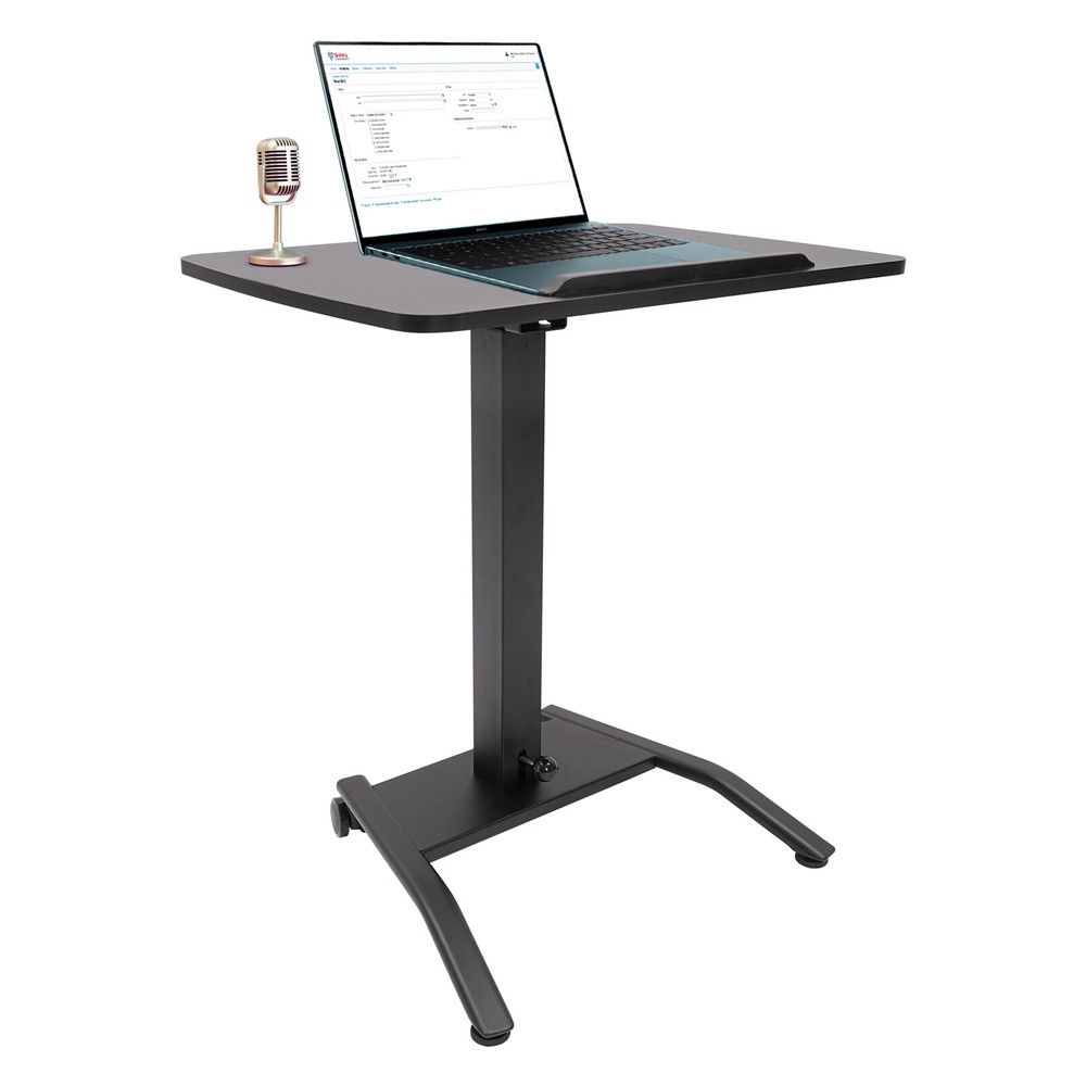 Adjustable 25.5?? Rolling Podium Desk Standing Lifting Computer Desk Black