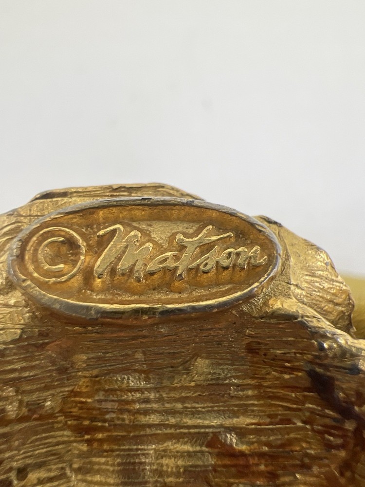 Signed Matson Gold Tone Rose Ormolu Vanity Box Applique Salvage Piece