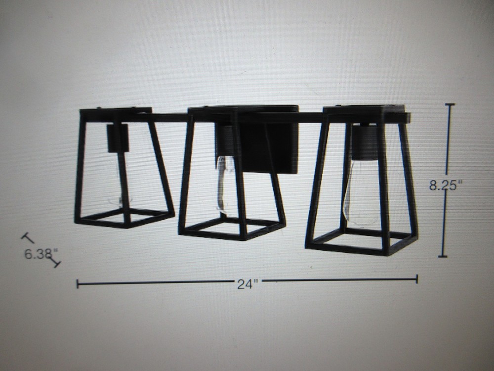 Home Decorators Hazel Heights 24 in. 3-Light Black Rustic Bathroom Vanity Light