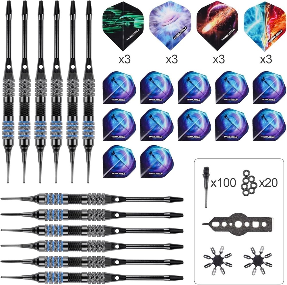 WIN.MAX Electronic Dartboard with LED Auto Scoring, 12 Darts, 8 Player Mode & So
