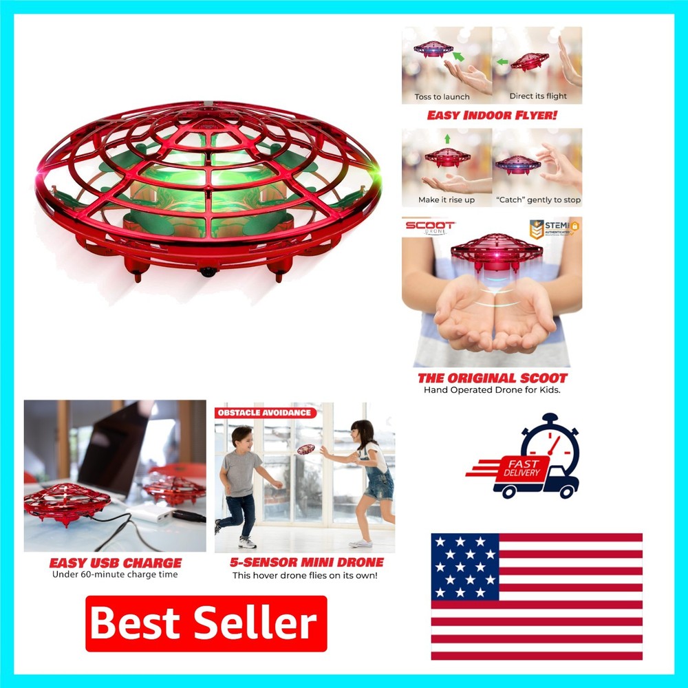 Scoot Hand Operated Drone with Obstacle Avoidance & Rechargeable Design - Red