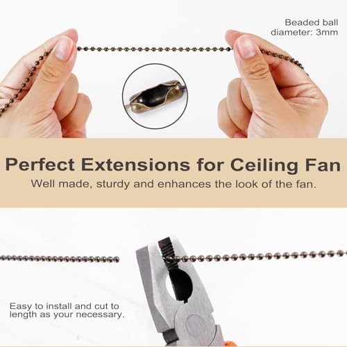 4 Pack Bronzed Ceiling Fan Pull Chain Extension, 12 Inches Classic Drop Shaped