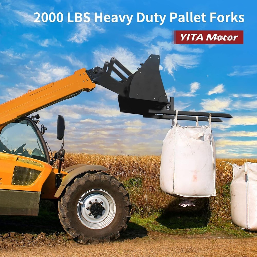 Versatile 2000lbs Bucket Fork with Adjustable Stabilizer for Safe Lifting Tasks