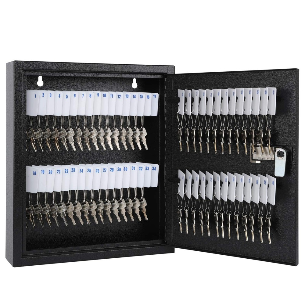Locking Key Cabinet, 60 Key Storage Lock Box with Code, Key Box Wall Mount wi
