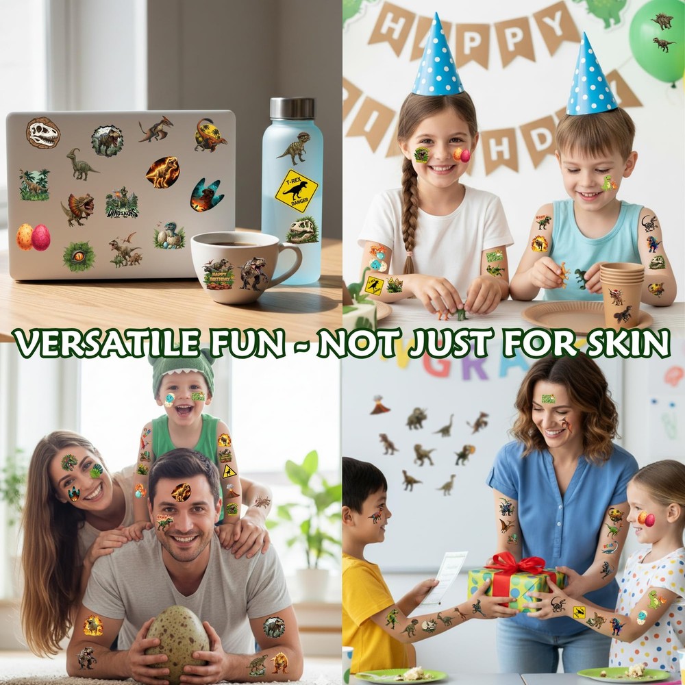 96PCS Dinosaur Temporary Tattoos Stickers - Medium,