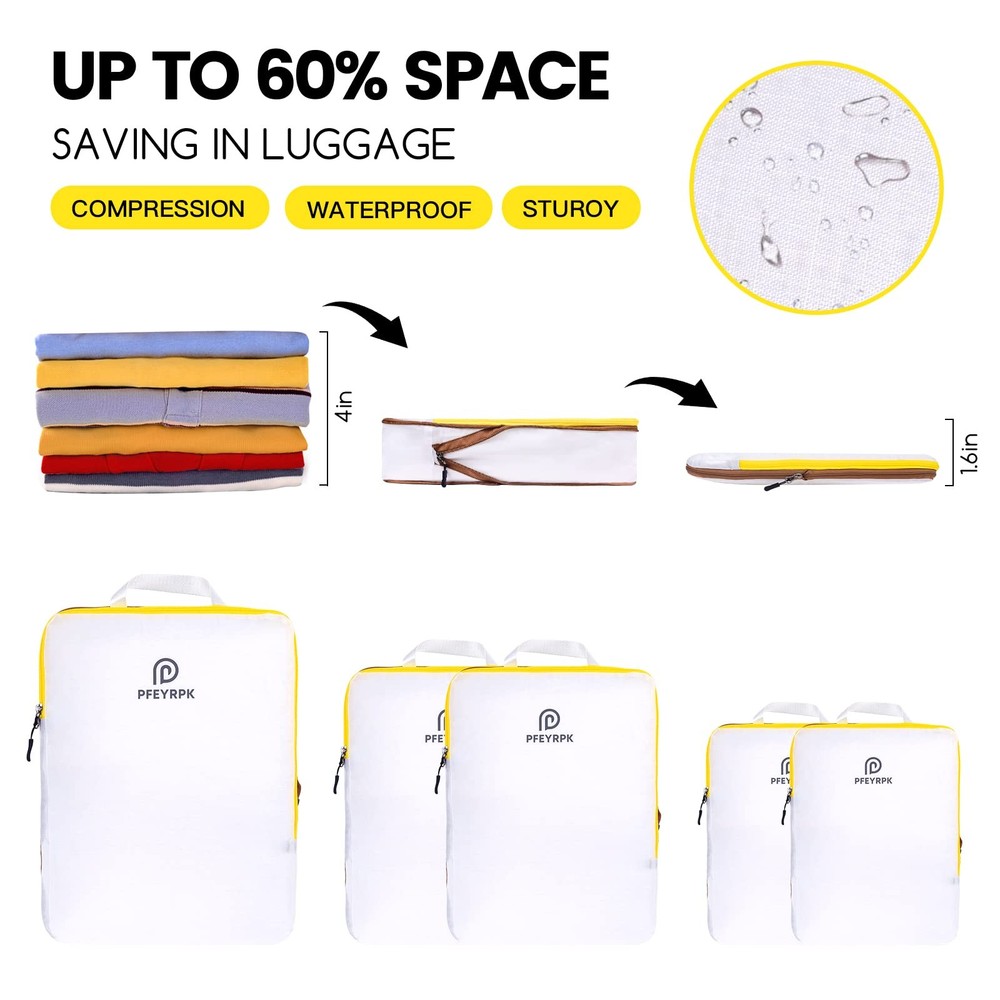 Lightweight Compression Packing Cubes for Suitcases, Compressible Expandable ...