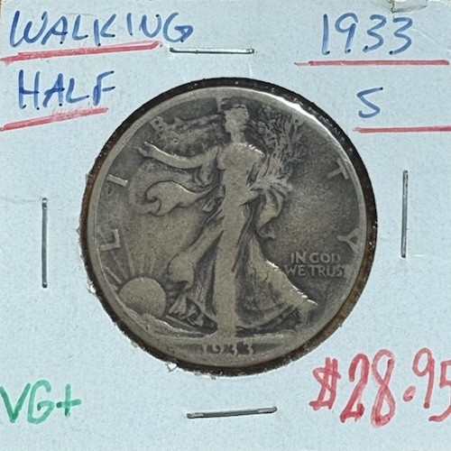 1933-S Liberty Walking Half Dollar  VG