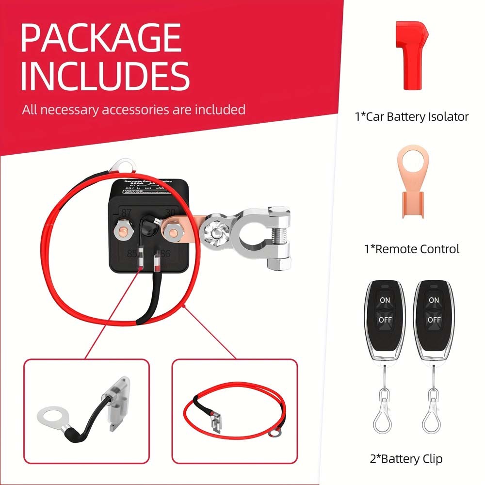 Anti-Theft Remote-Controlled Wireless 12V 200A Anti-Theft Remote Kill Switch Kit