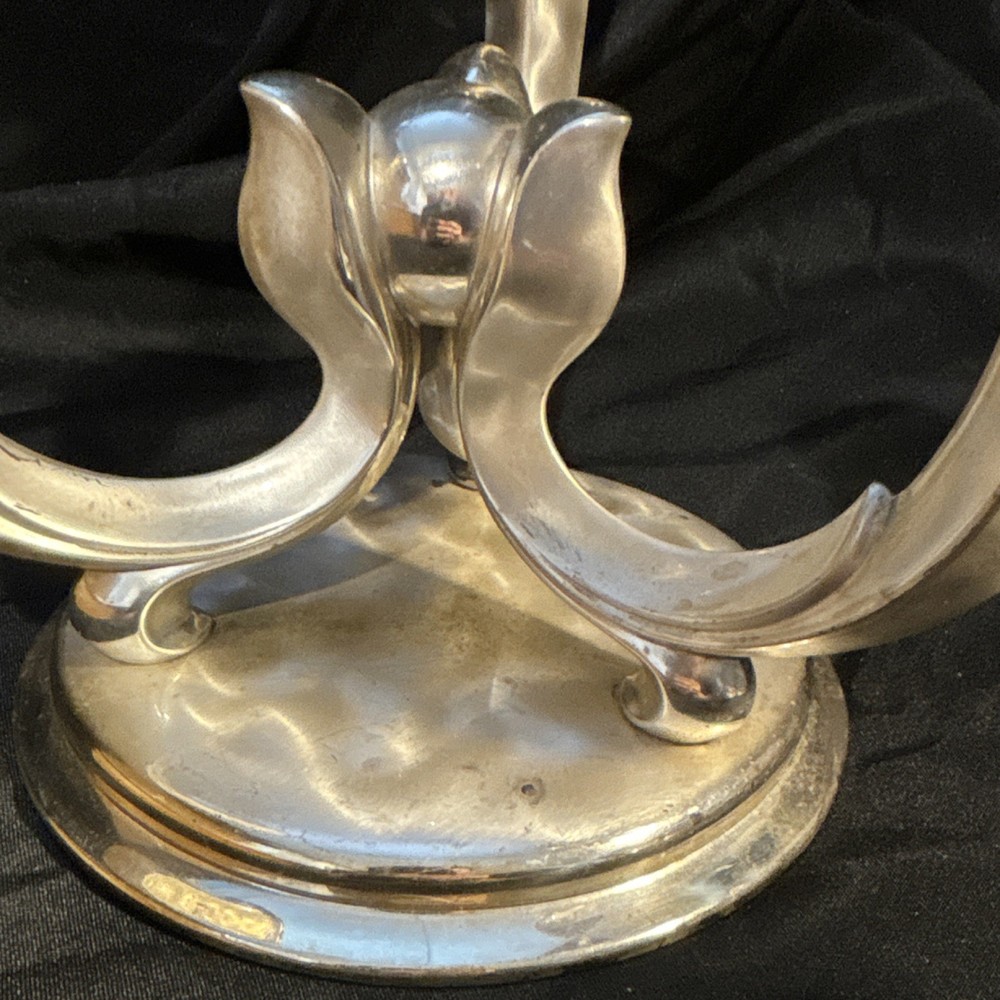 WMF Ikora Silverplate Three-Arm Candlesticks Pair Post-1940 Decorative