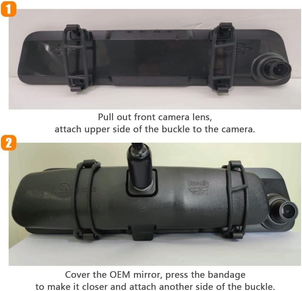 WOLFBOX Mirror Dash Cam Mounting Straps Suitable for Camera Black