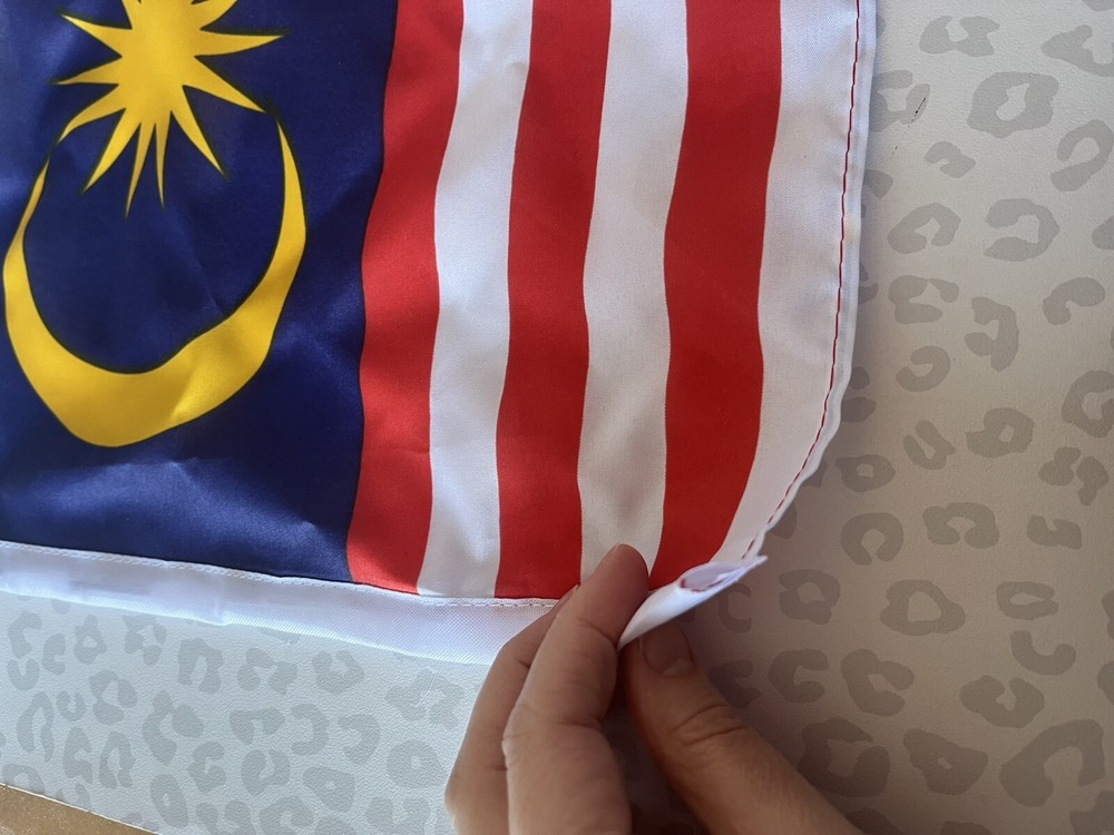 Malaysia Medium Fabric Polyester Flag Approx. 18" x 11" With Threadable Edge