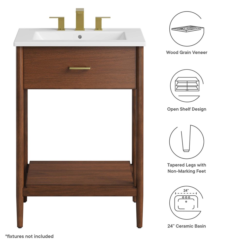 Zaire 24" Bathroom Vanity in Walnut White