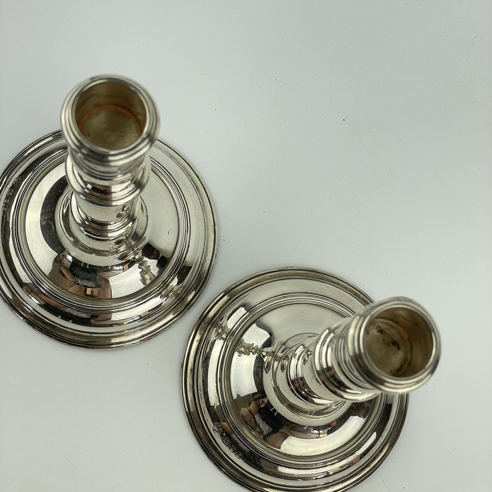 Vintage Solid Silver Asprey & Co Baluster Knopped Stems Candlesticks 16cm