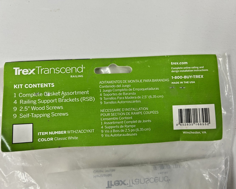 Trex Transcend railing mounting hardware kit for cut rails