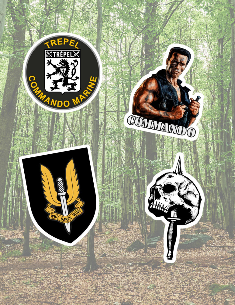 Commando 80's Movie 4pc Sticker Pack