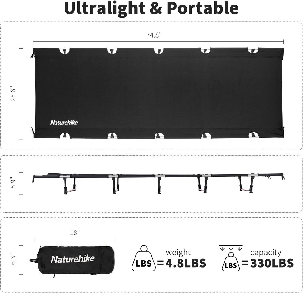 Ultralight Camping Cot Easy to Assemble Folding Tent Cot Compact & Protable