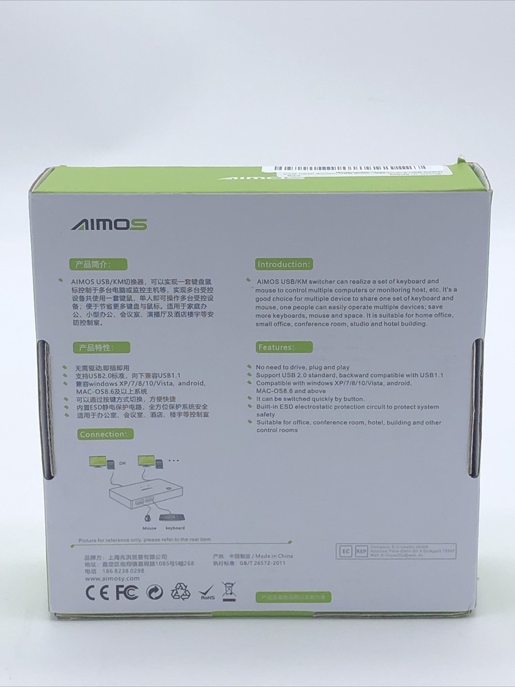 Aimos KVM Switch 2 Port HDMI Switch for 4K USB 2.0