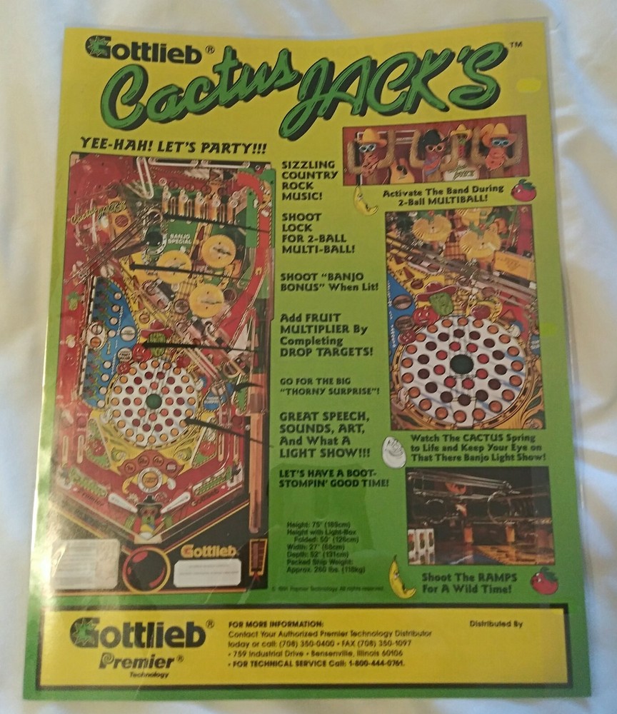 Gottlieb Cactus Jacks Original Pinball Flyer NOS Nice!