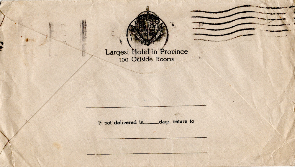 1926 King’s Hotel Regina, Sask. Cover