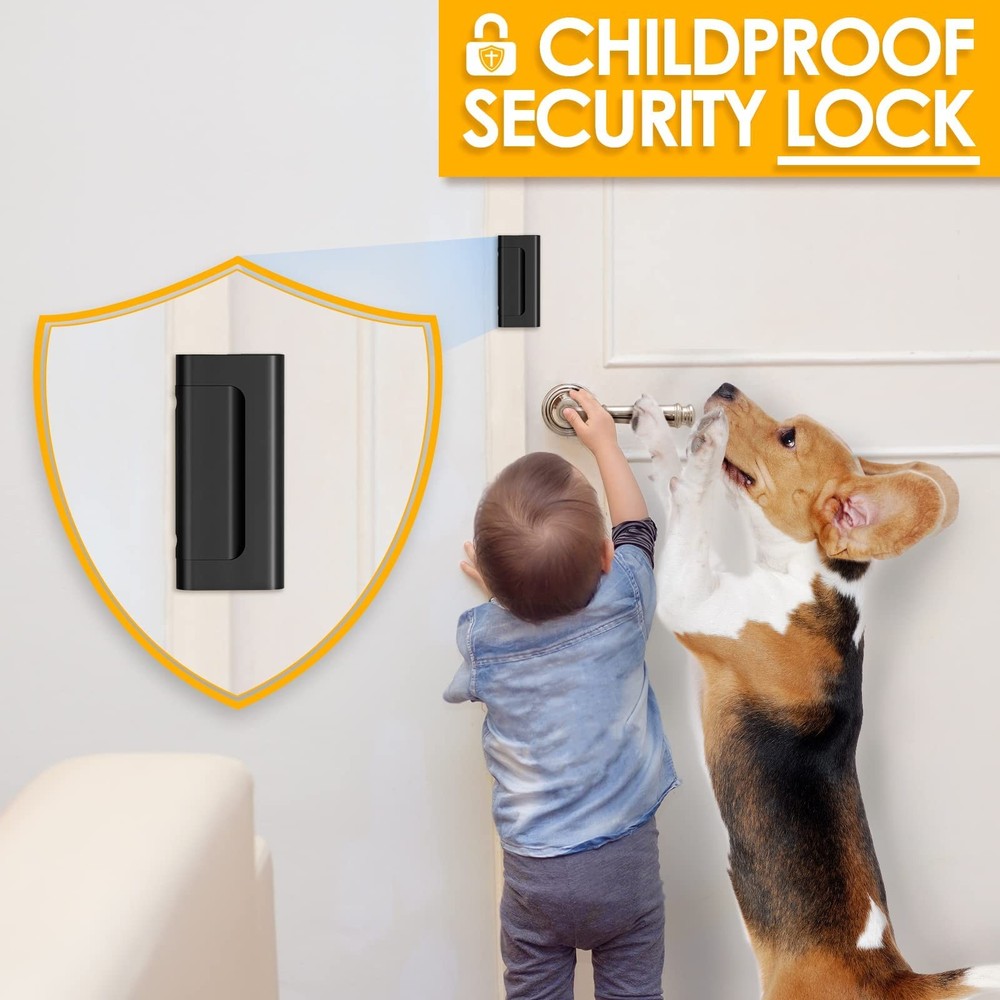 Home Security Door Reinforcement Lock - Child Proof High Black
