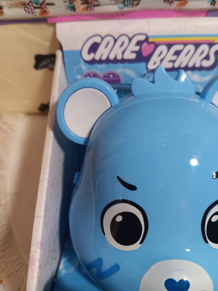 NEW IN BOX CARE BEARS AUTOMATIC BUBBLE BLOWER W/ SOLUTION GRUMPY BEAR 8.25"...