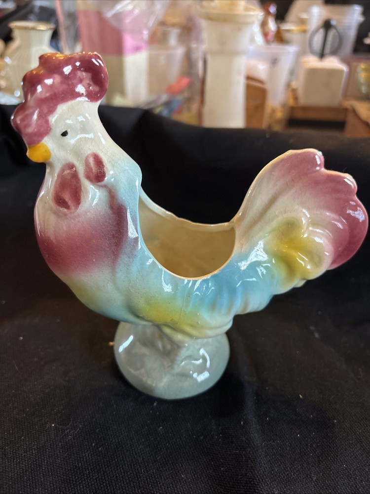 Vintage Ceramic Pottery Rooster Figural Planter - 5.5"