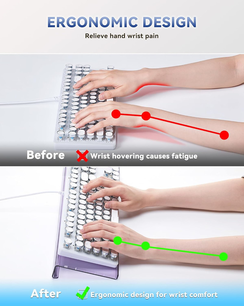 Ergonomic Computer Keyboard Stand for Desktop (Clear Purple), Acrylic Keyboard T