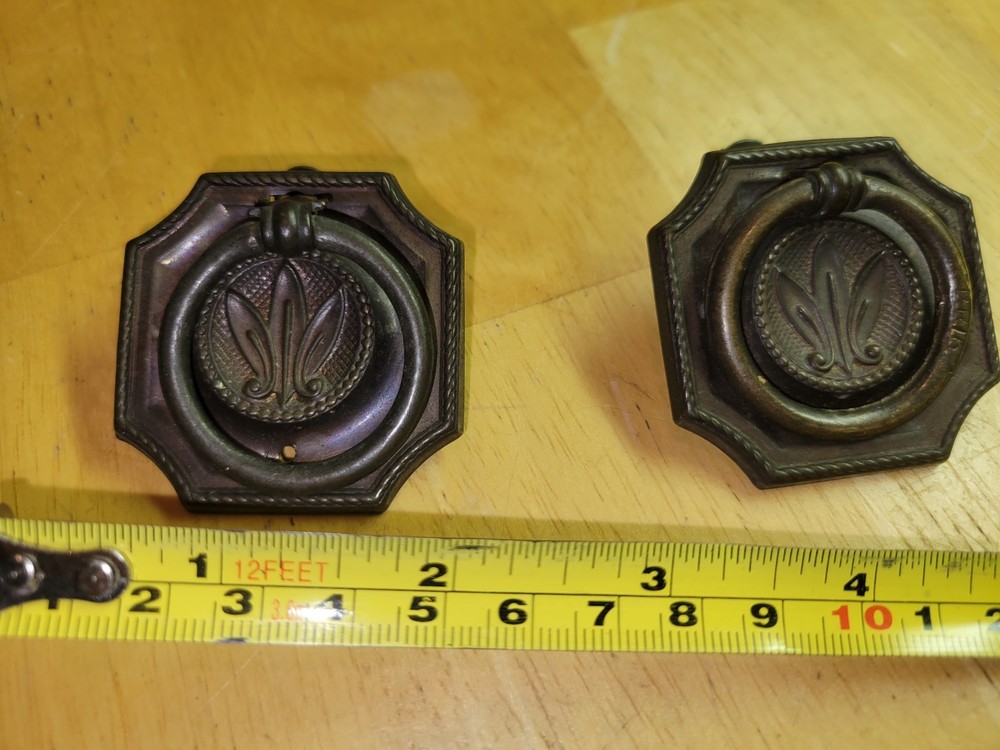 Pair of Vintage Brass Ring Drawer Pulls