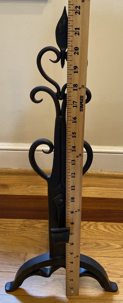 Fireplace Hand Wrought Andiron - Heart Shaped Scroll - NEW