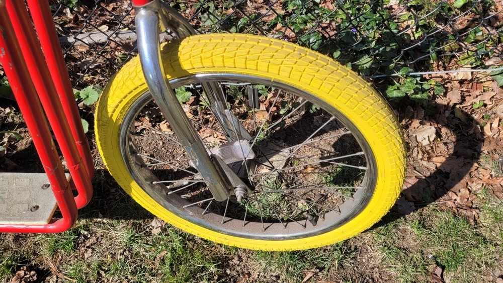 Red Yellow Kick Scooter with Large Wheels
