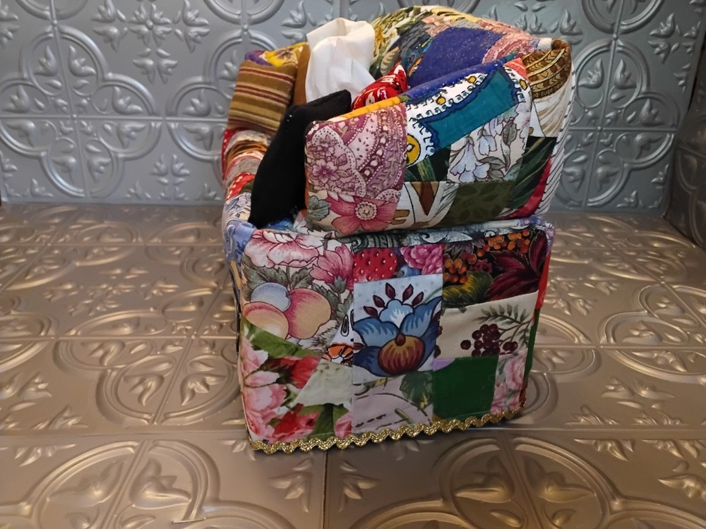 PATCH WORK SOFA TISSUE BOX COVER NEW HANDMADE FREE TISSUES
