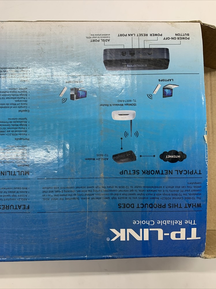 Used TP-Link ADSL2+ Modem 24Mbps Downstream Bandwidth TD-8616