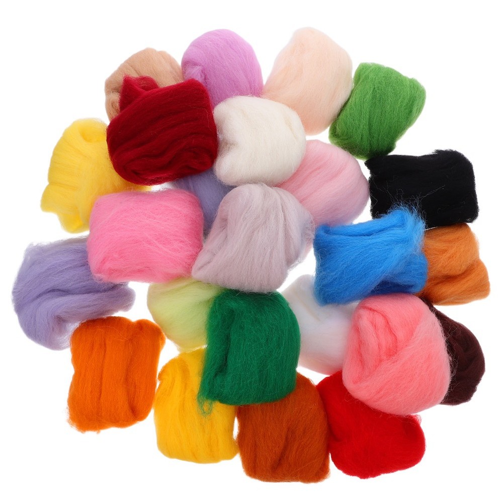 24 Pcs Needle Felt Wool Strips Felting Crafts Accessories for Weaving Projects