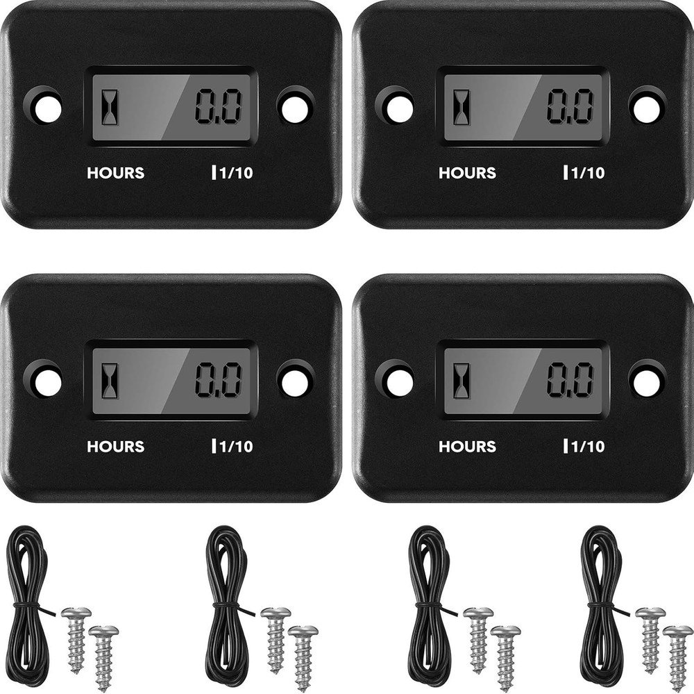 4 Pieces Hour Meters for Small Engines Inductive Digital Engine Meter Automatic
