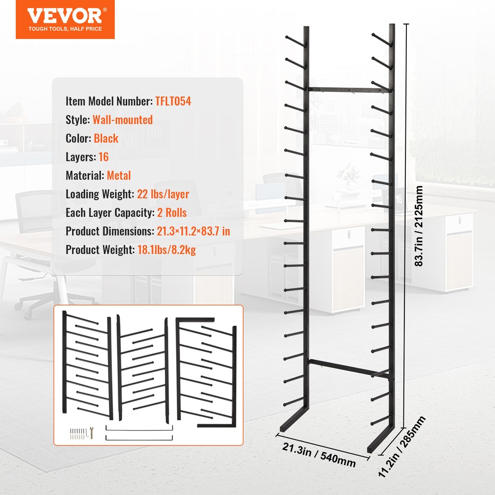 VEVOR Blueprint Storage Rack Vertical Hanging Poster Display Rack 16-Tier