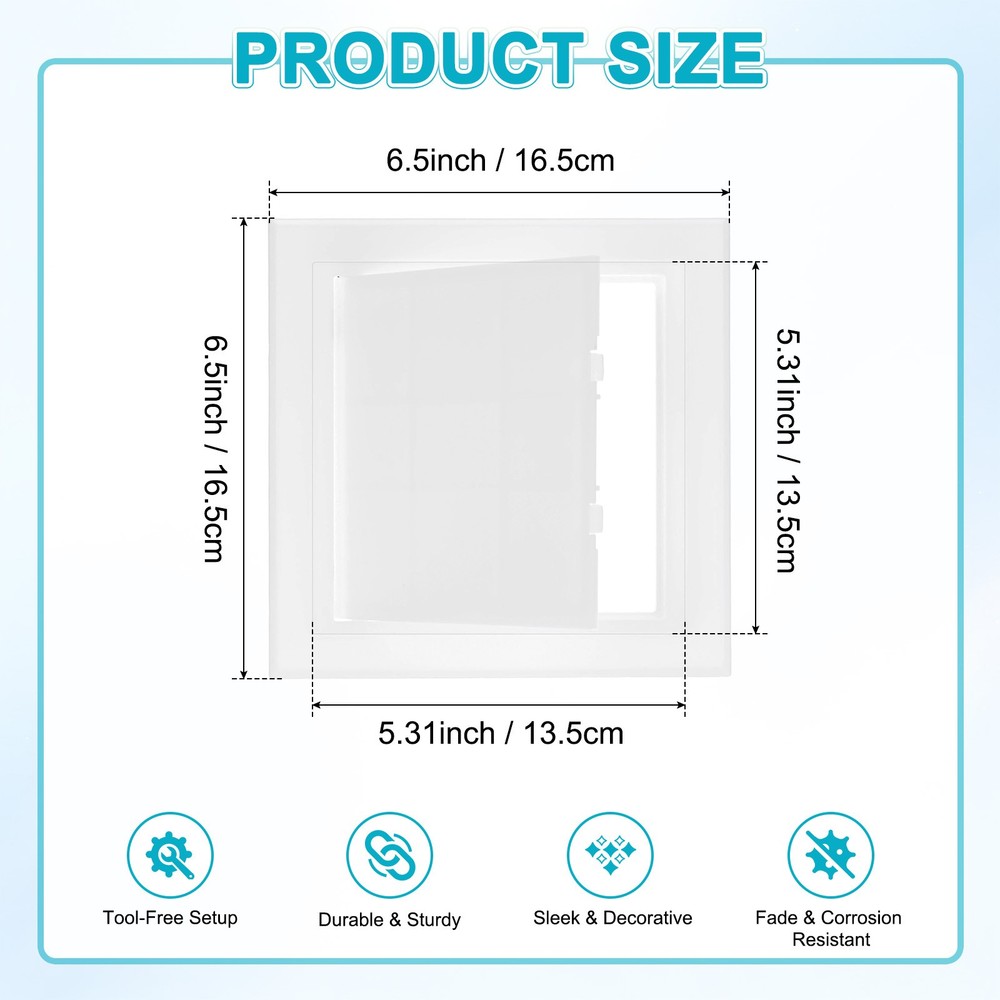 1-Pack Access Panel for Drywall, 5.3x5.3" Plastic Wall Hole Cover [White]