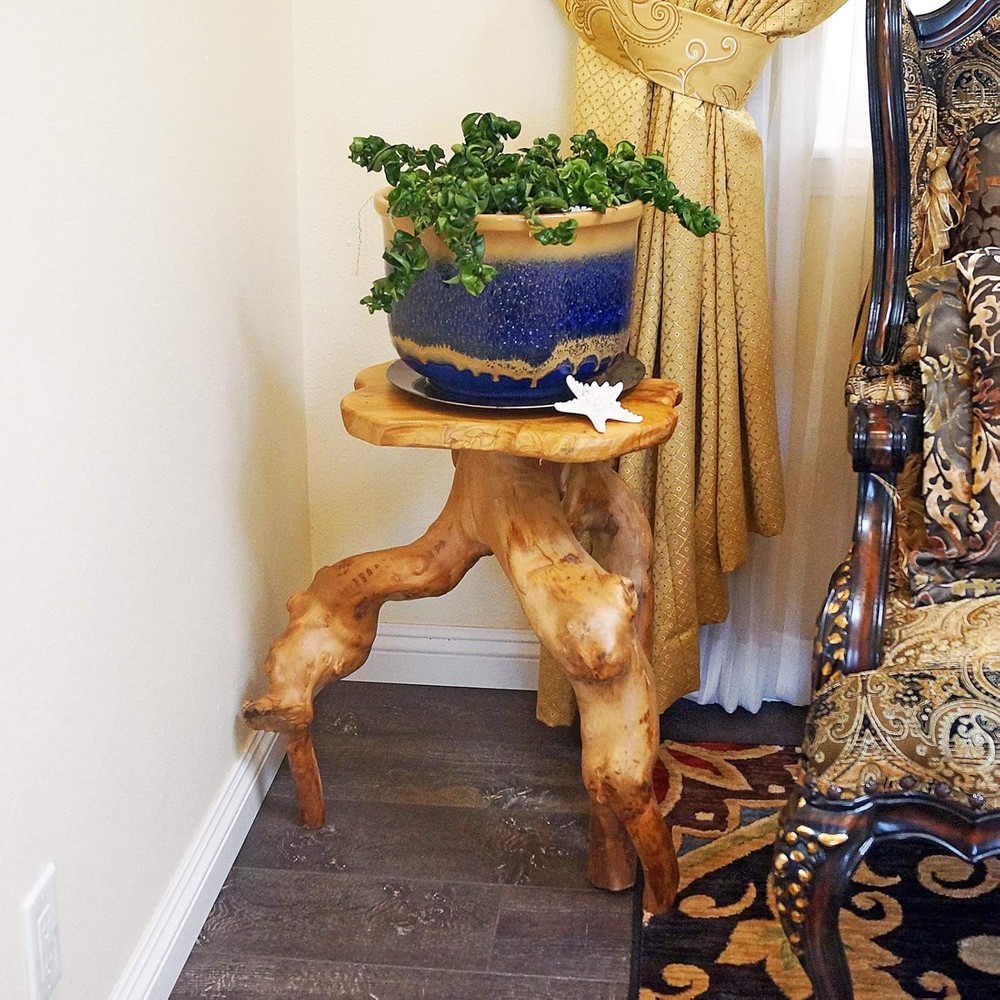 Natural Tree Stump Stool, 19'' Tall Side Table, Live Edge Stool, Natural Edge
