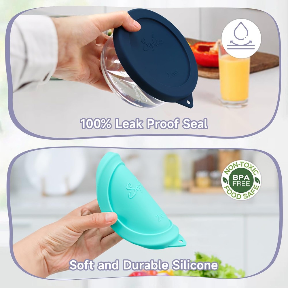 Sophico 2 Cup Round Silicone Storage Cover Lids Replacement navy blue-2 pack