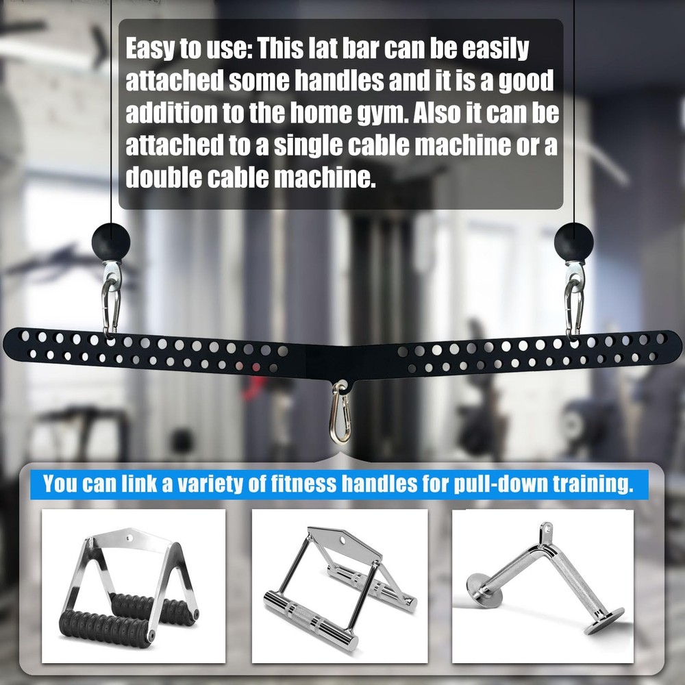 Multi-Grip Lat Pull Down Bar for Home Gym Fitness, Spreader Plate Lat Pulldow...