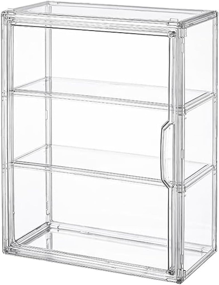 Adjustable 3-Tier Display Case with Stacking Capability for Collectibles