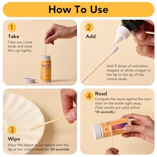 Lead Test Kit with Vinegar – 30 Rapid Testing Swabs with 30‑Second