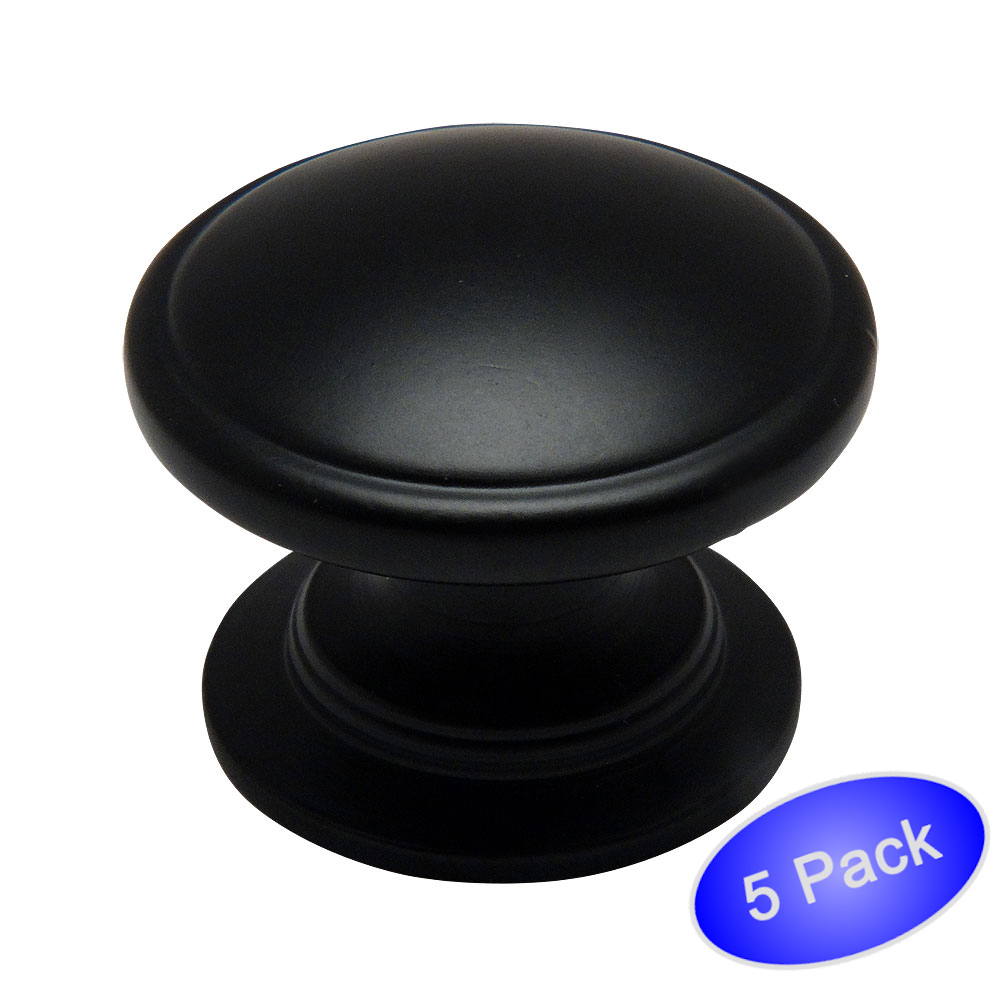 *5 Pack*  Cosmas Cabinet Hardware Flat / Matte Black Knobs #4702FB