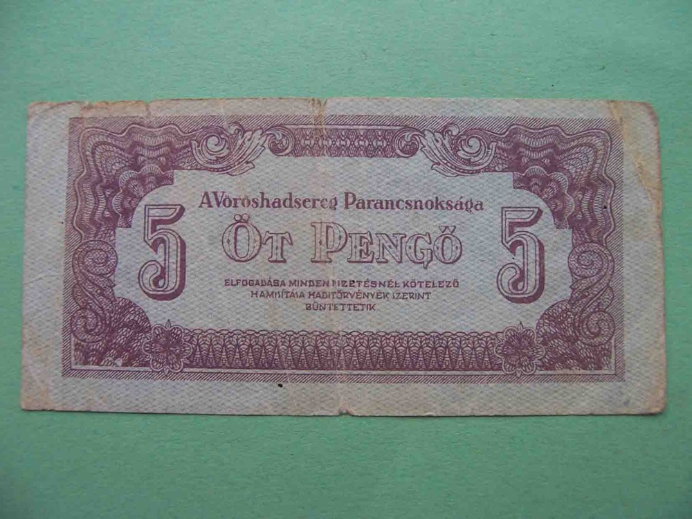 Hungary, Soviet occupation 1944 5 Pengö. Pick- M4a