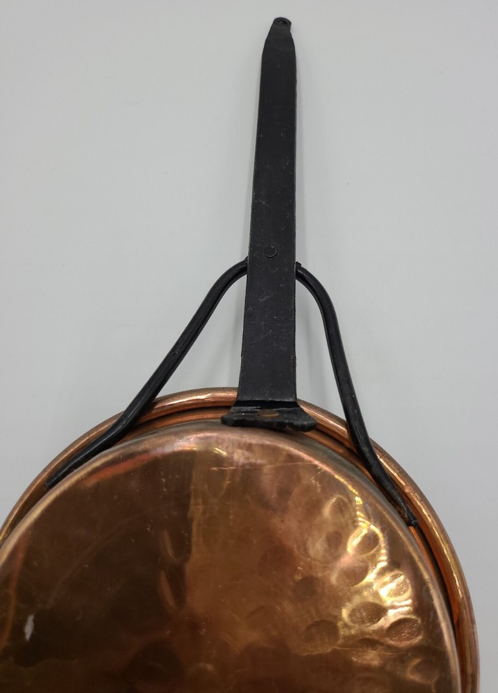 Vintage Copper Pan with Extra Long Riveted Reinforced Wrought Iron Handle