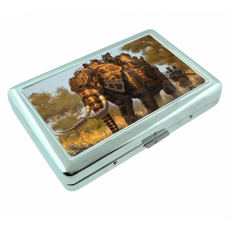 Elephant Art D36 Silver Metal Cigarette Case RFID Protection Wallet