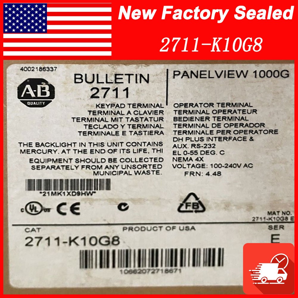 AB 2711-K10G8 Panelview 1000 HMI Touchscreen Keypad 10" Screen 120VAC