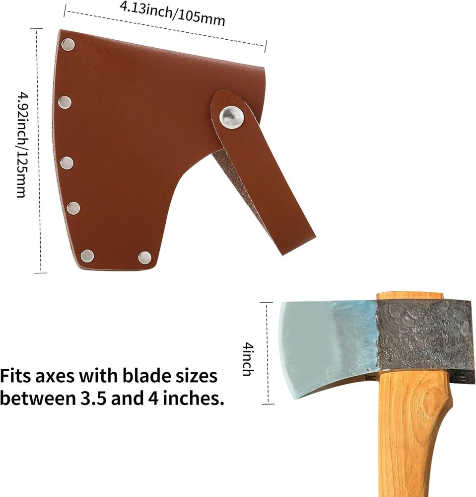 Leather Axe Sheath, Adjustable Hatchet Head Sheath, Brown