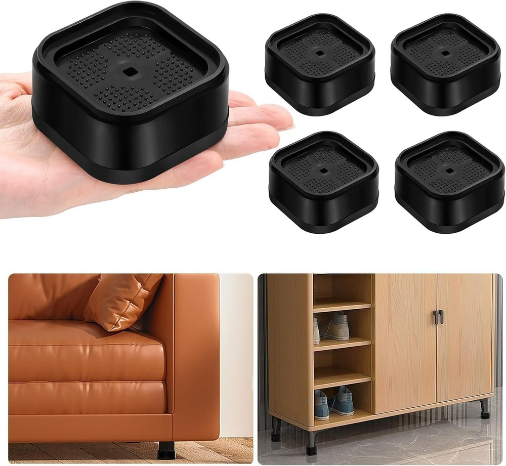 Adjustable 4 Pack Bed Risers - Heavy Duty Stackable Furniture Elevators (1-3 in)